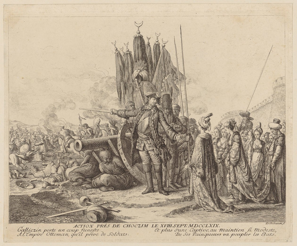 Batalla cerca de Choczim el 18 de septiembre de 1769 de Daniel Nikolaus Chodowiecki