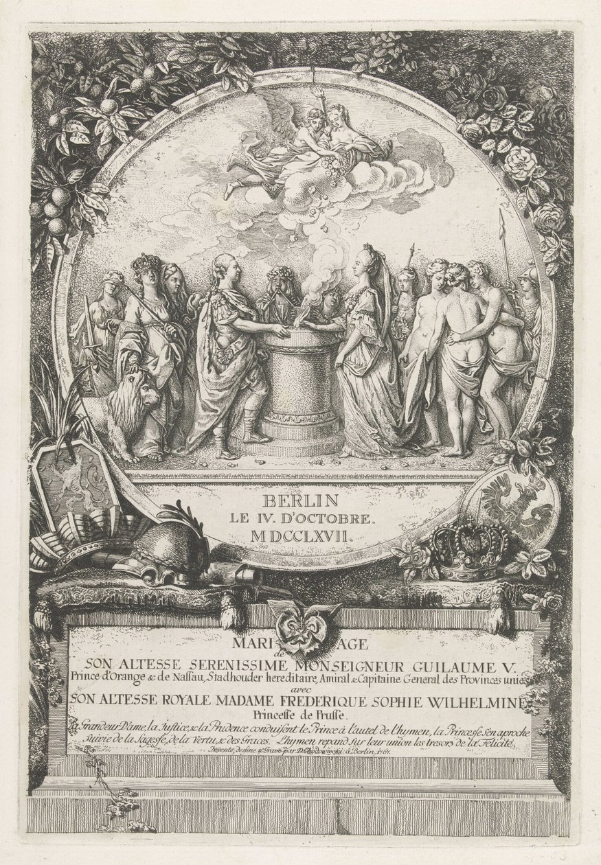 Alegoría del matrimonio de Guillermo V y Guillermina de Prusia, 1767 Mariage de Son Altesse Serenissime Monseigneur Guilaume V. Prince d