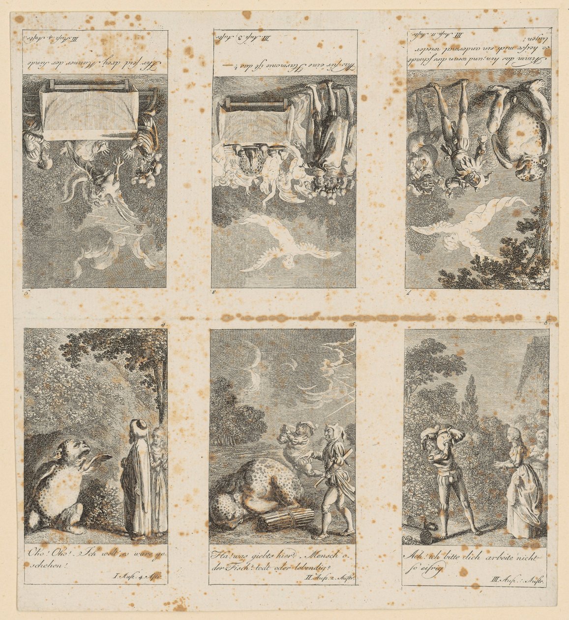 Láminas 4-9 para «La tempestad» de Shakespeare de Daniel Nikolaus Chodowiecki