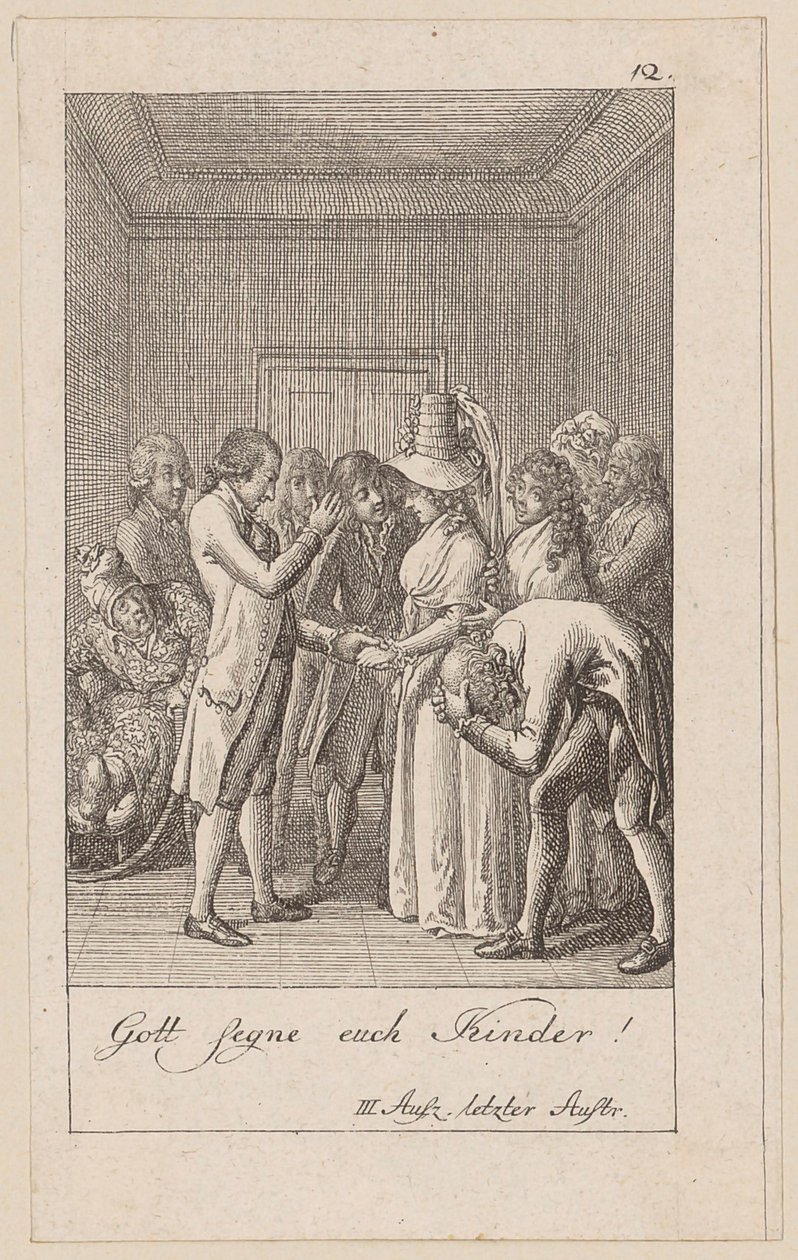 Lámina 12 de Los indios en Inglaterra de August von Kotzebue de Daniel Nikolaus Chodowiecki