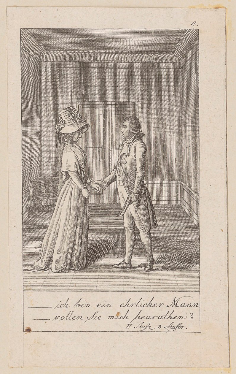 Lámina 4 para «Los indios en Inglaterra» de Aug. von Kotzebue de Daniel Nikolaus Chodowiecki