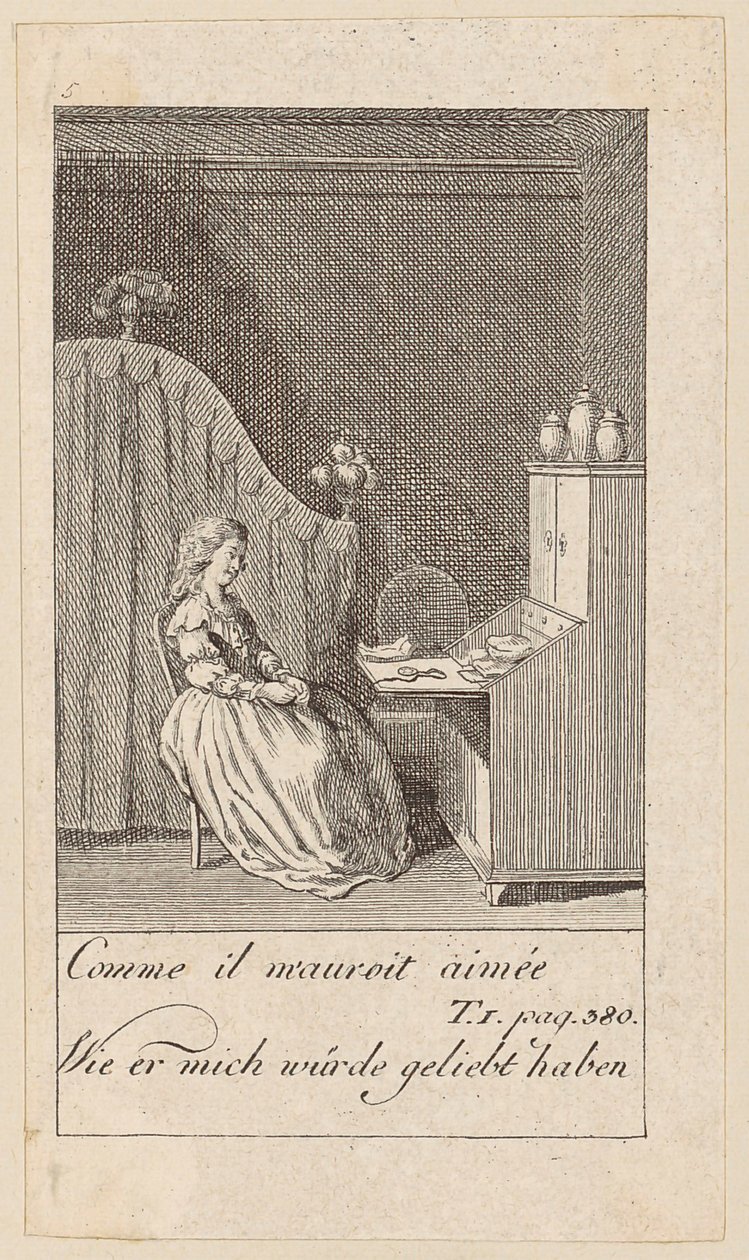 Lámina 5 de «Karoline von Lichtfield» de Daniel Nikolaus Chodowiecki