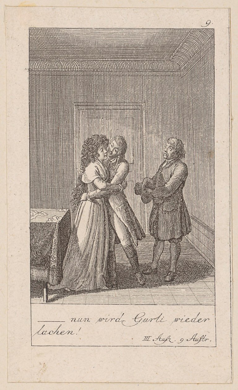 Lámina 9 de «Los indios en Inglaterra» de August von Kotzebue de Daniel Nikolaus Chodowiecki