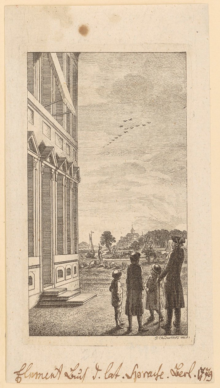 Primera hoja del «Manual elemental de lengua latina» de Schulze, Berlín, 1779 de Daniel Nikolaus Chodowiecki