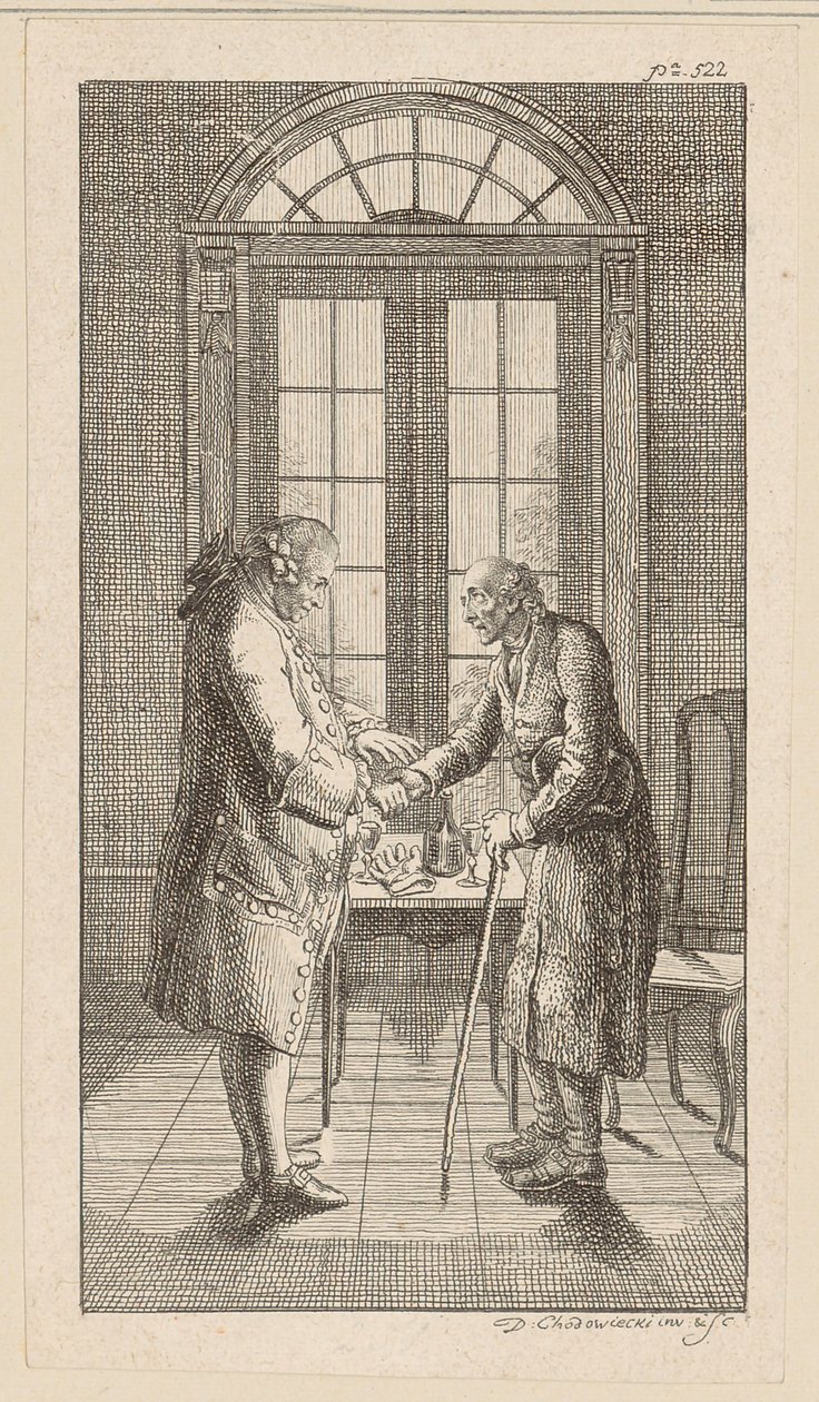 El señor v. G. le da la mano al anciano de Daniel Nikolaus Chodowiecki