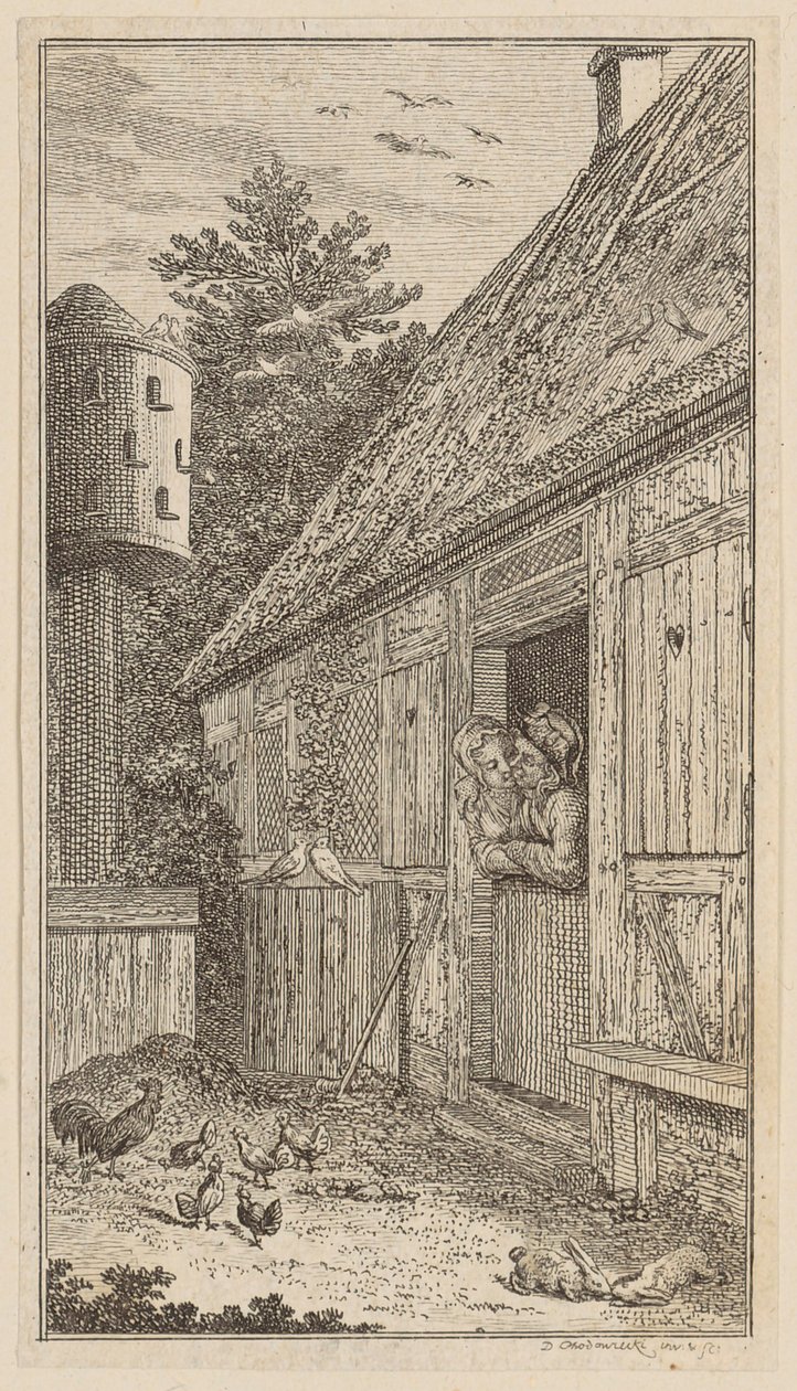«Canción de homenaje», página 8 de la primera edición de «Poemas de Gottfried August Bürger» de Daniel Nikolaus Chodowiecki