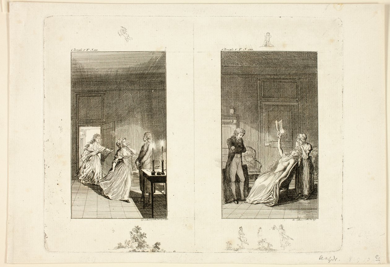Ilustración de *Clarissa*, de Samuel Richardson de Daniel Nikolaus Chodowiecki