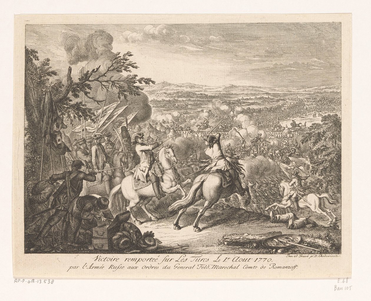 Victoria del general Rumyantsev en la batalla de Cahul, 1770 Victoire remportée sur les Turces Le 1.r Aout 1770 par l