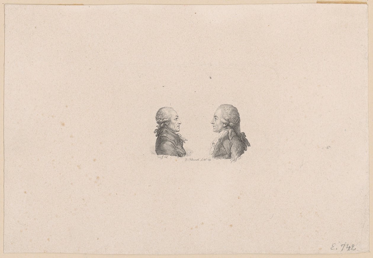 Retrato del pintor de la corte Anton Graff y del consejero de la corte Wilhelm Gottlieb Becker de Daniel Nikolaus Chodowiecki