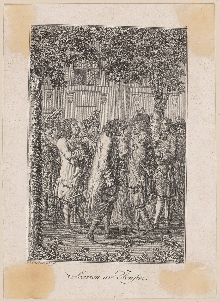 Scarron en la ventana. Relato de Kretschmann de Daniel Nikolaus Chodowiecki