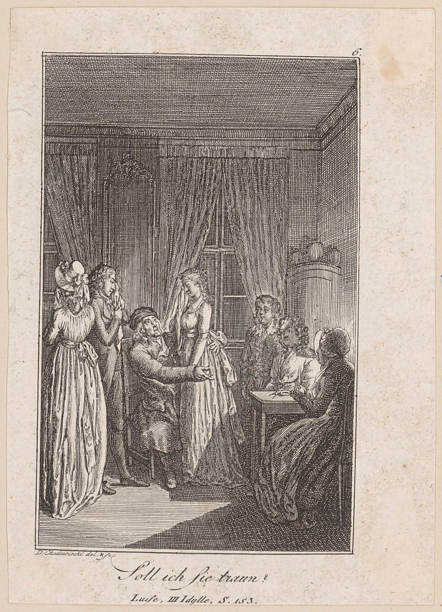 Escena antes de la boda de Daniel Nikolaus Chodowiecki