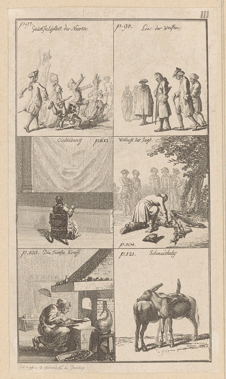 Lámina III de «El elogio de la locura», de Erasmo de Daniel Nikolaus Chodowiecki