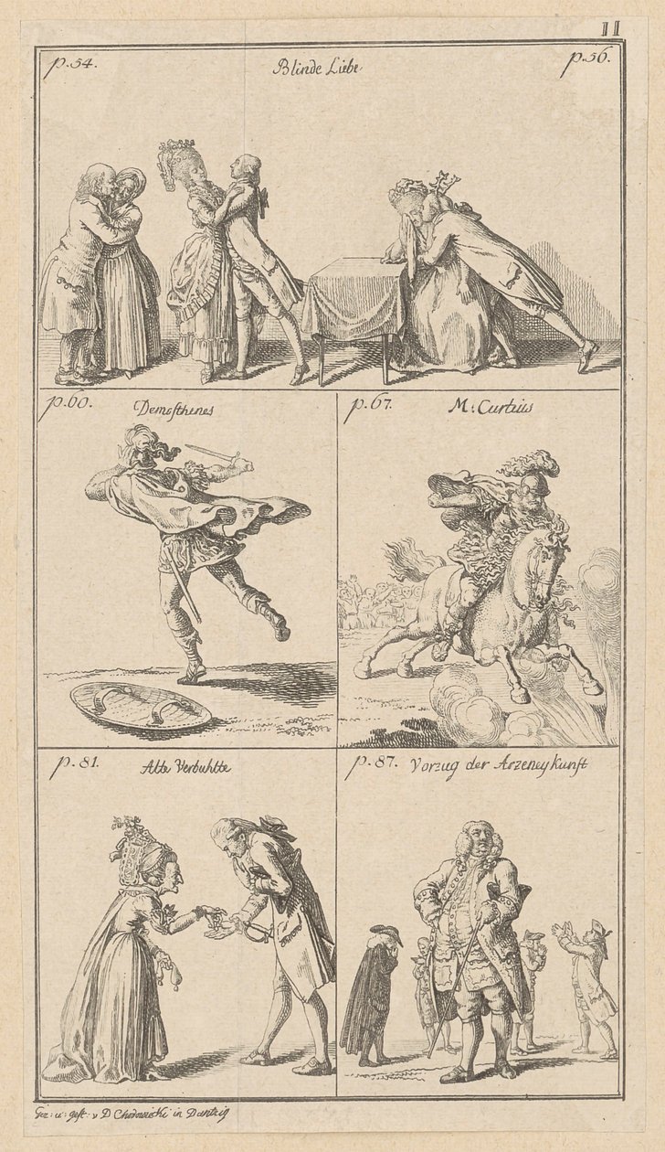 Lámina II de «El elogio de la locura», de Erasmo de Daniel Nikolaus Chodowiecki