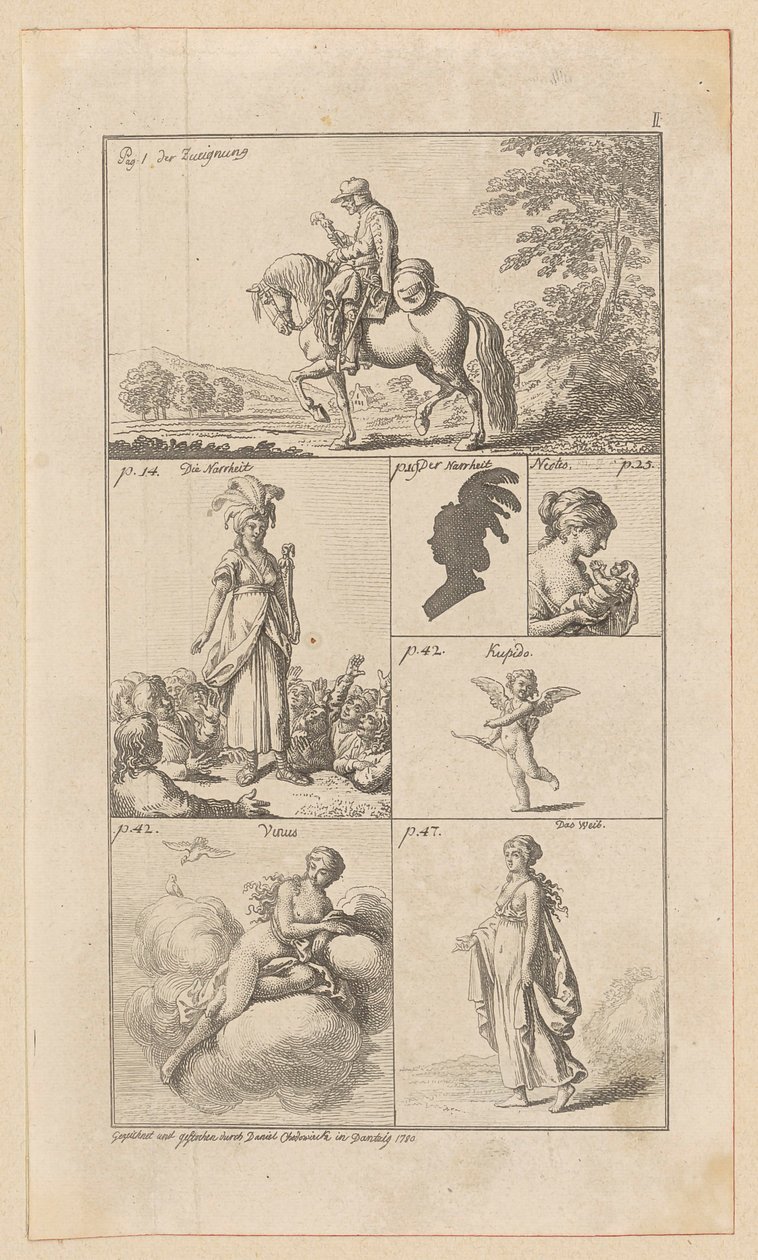 Lámina I de «El elogio de la locura», de Erasmo de Daniel Nikolaus Chodowiecki