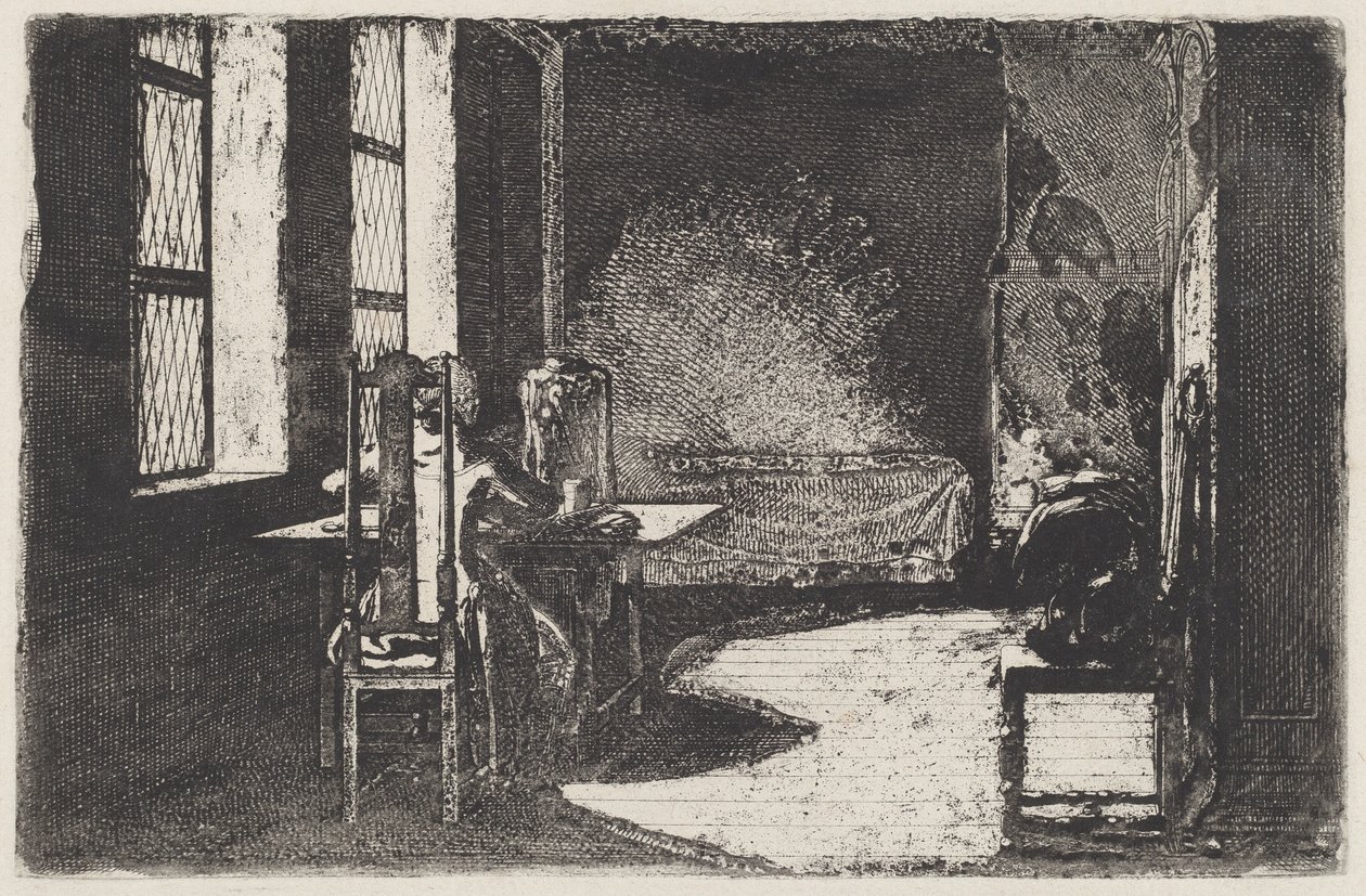 El artista en la habitación de su madre, Danzig de Daniel Nikolaus Chodowiecki