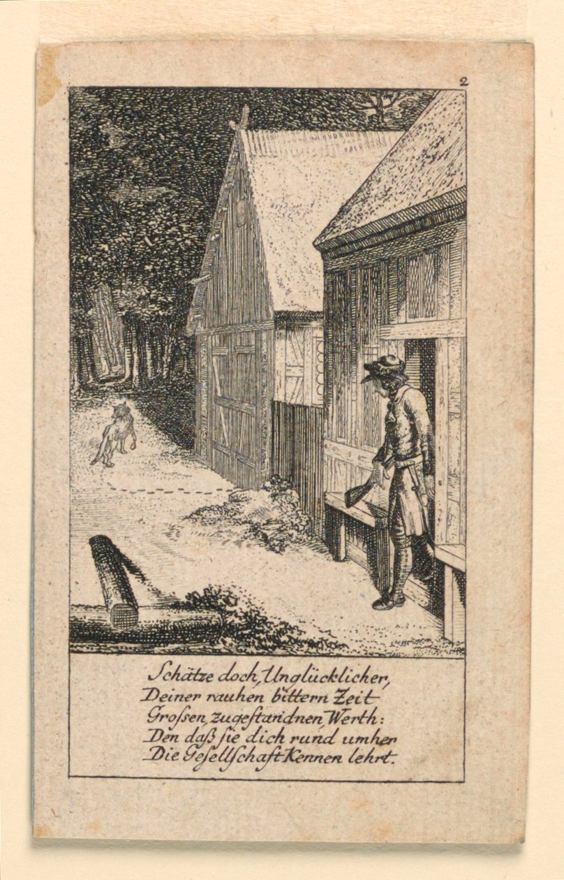 El devoto de la soledad, ilustración para "Königl: Grosbrit [anische] Genealogischer Kalender auf das 1780 Jahr Lauenberg bey J.G. Berenberg" de Daniel Nikolaus Chodowiecki