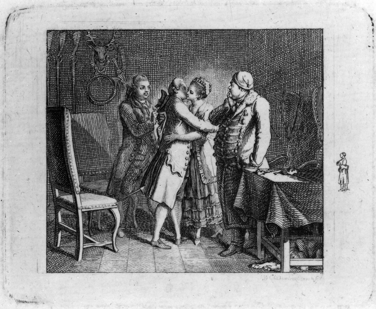 Viñeta de título para Las alegrías del joven Werther de Nicolai de Daniel Nikolaus Chodowiecki