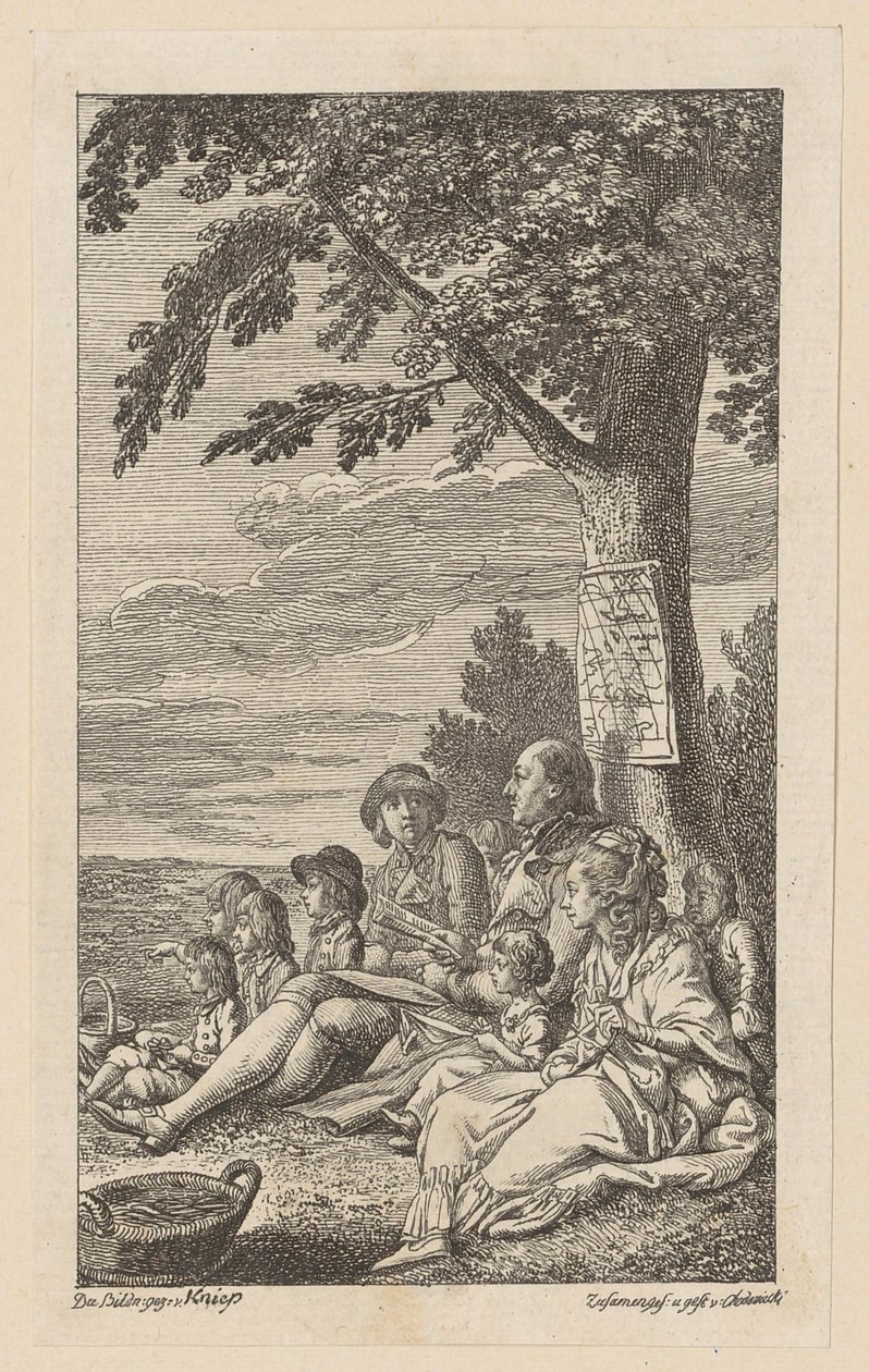 Lámina de cobre de la portada de «Robinson», de Campes de Daniel Nikolaus Chodowiecki