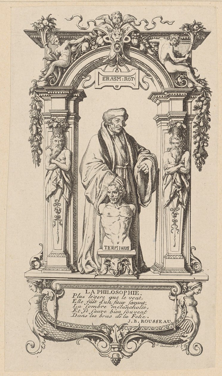 Grabado en cobre de la portada de «El elogio de la locura», de Erasmo de Daniel Nikolaus Chodowiecki