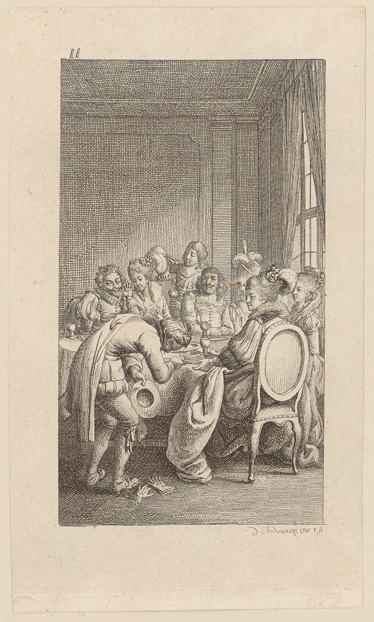 Grabado en cobre de la portada de «Gil Blas de Santillana», volumen 2 de Daniel Nikolaus Chodowiecki