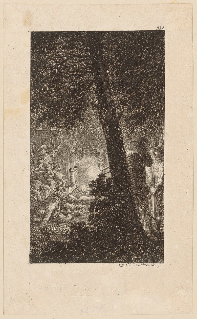 Grabado en cobre de la portada de «Gil Blas de Santillana», volumen 3 de Daniel Nikolaus Chodowiecki