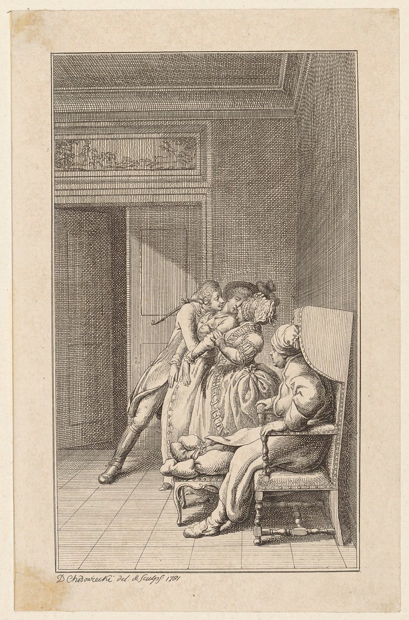 Grabado en cobre de la portada de «Philip von Freudenthal», de Hesse, primer volumen de Daniel Nikolaus Chodowiecki