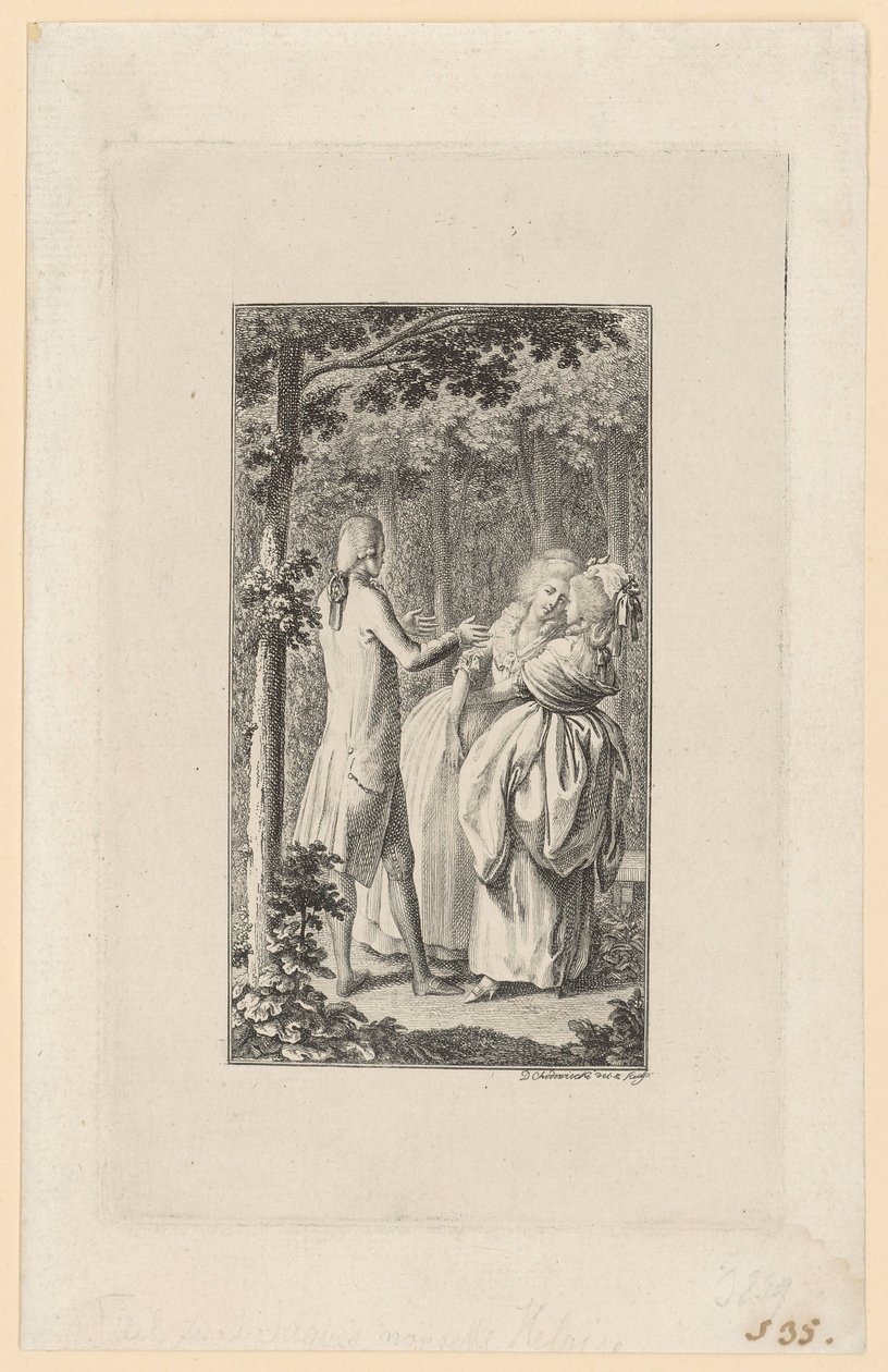 Grabado en cobre de la portada de «Heloise», de Jean-Jacques Rousseau de Daniel Nikolaus Chodowiecki