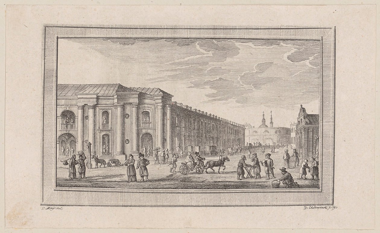 Grabado en cobre de la portada de «Cuadros de San Petersburgo», de Storch, segunda parte de Daniel Nikolaus Chodowiecki