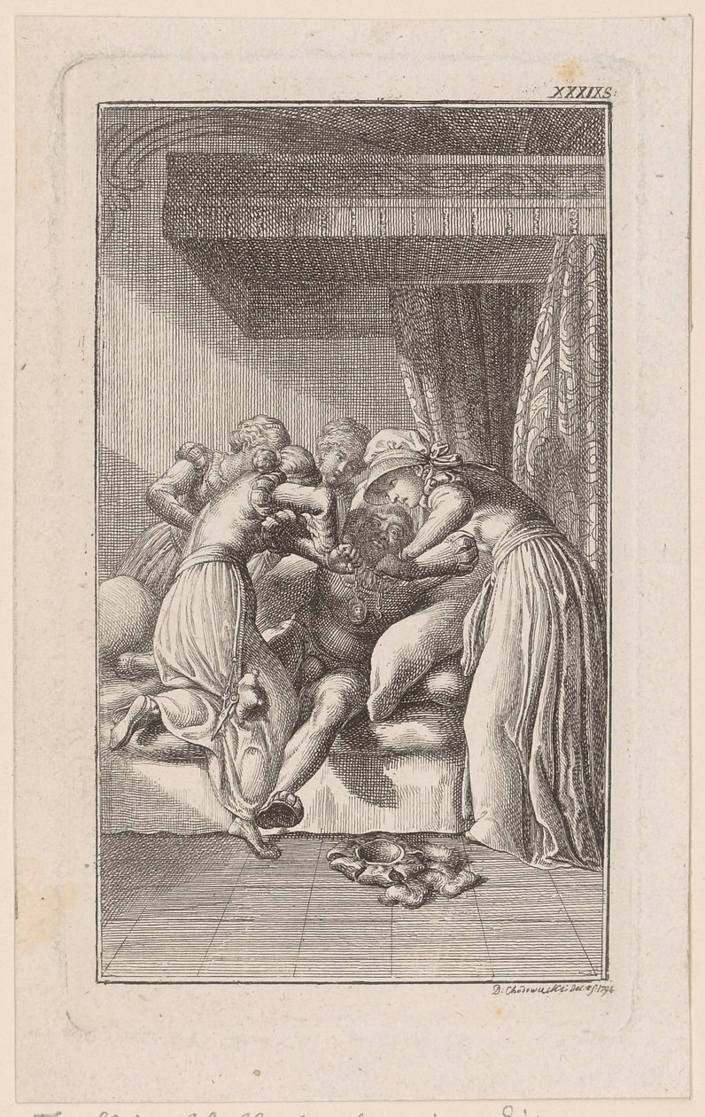 Grabado en cobre de la portada de «Sagen der Vorzeit» (Leyendas de antaño), de Veit Weber, tercer volumen de Daniel Nikolaus Chodowiecki