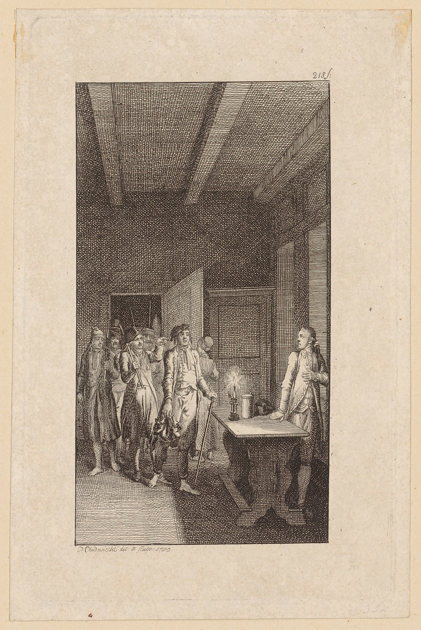Grabado en cobre de la portada de «Wilhelm Edelwald», de Westphal de Daniel Nikolaus Chodowiecki