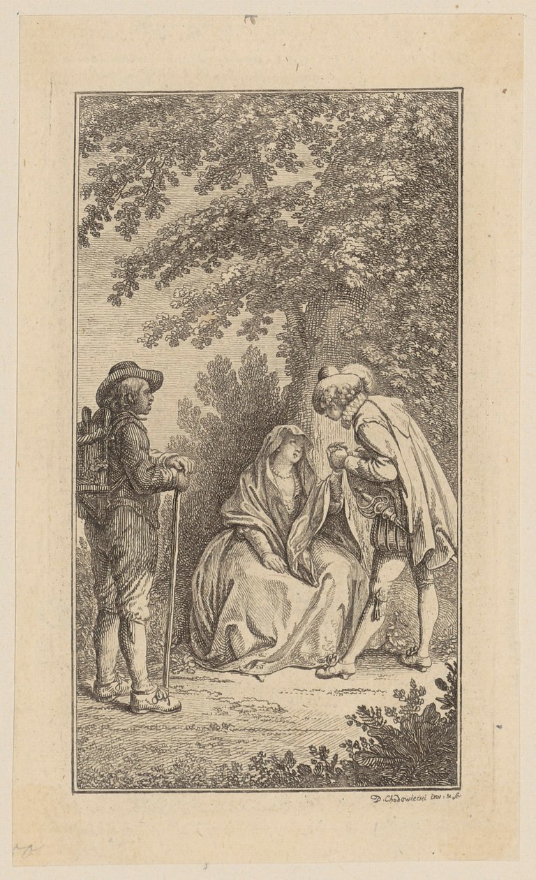 Lámina de cobre de la portada de «La historia de Bianca Capello» de Daniel Nikolaus Chodowiecki