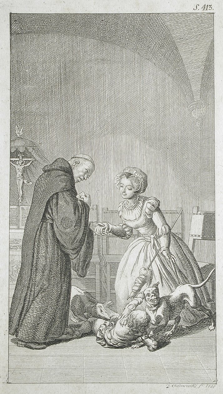 Ilustración de portada de «Historias de la Antigüedad: Los hermanos de la Alianza», de Veit Weber de Daniel Nikolaus Chodowiecki