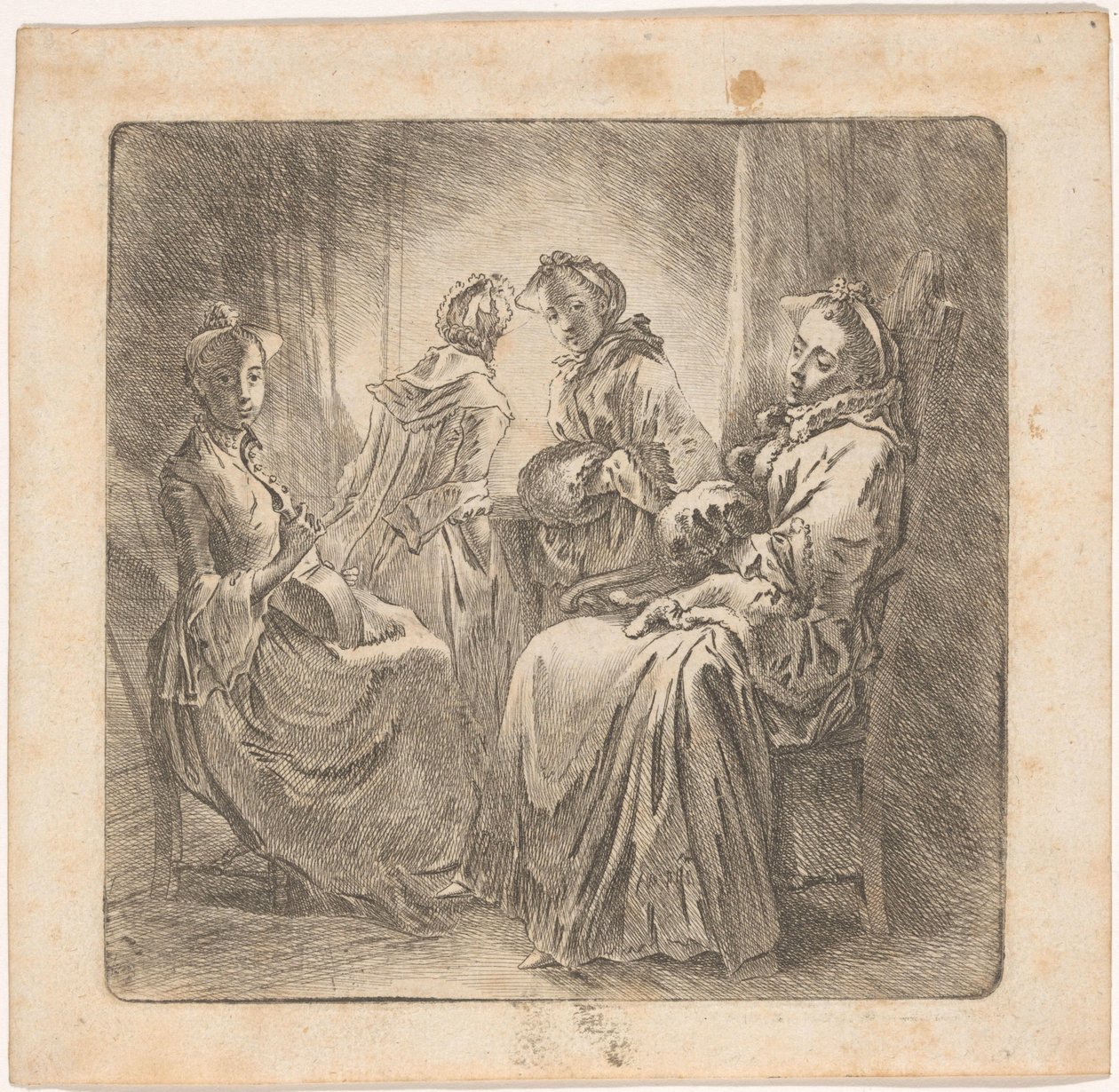 Cuatro damas en la ventana de Daniel Nikolaus Chodowiecki
