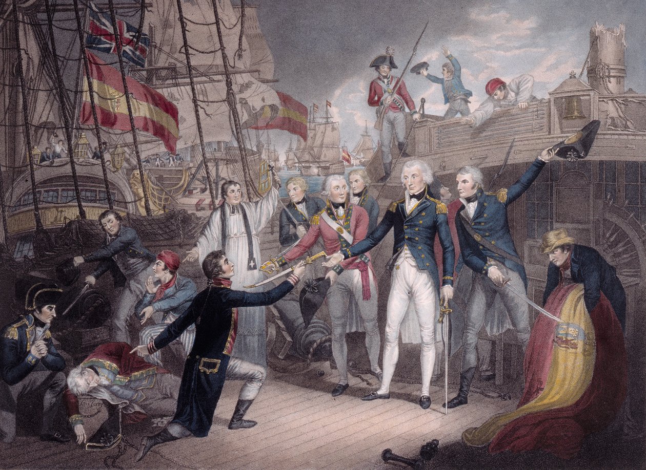 El almirante Nelson recibiendo la espada del almirante español, Batalla de San Vicente de Daniel Orme