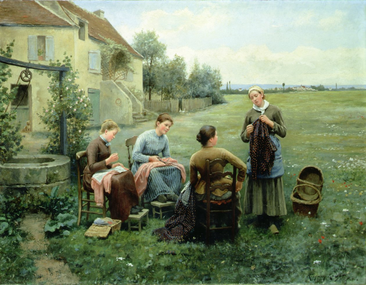 El círculo de la costura (óleo sobre lienzo) de Daniel Ridgway Knight