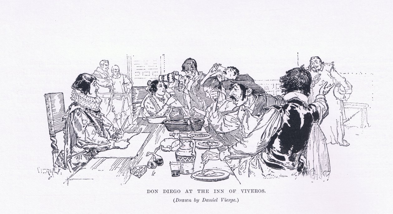 Don Diego en la posada de Viveros, de The Magazine of Art 1893, Cassell and Company de Daniel Urrabieta Vierge