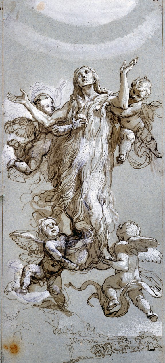La Asunción de Santa María Magdalena guiada por ángeles Dibujo de Daniele Crespi (1598-1630) Siglo XVII Madrid, Museo del Prado de Daniele Crespi