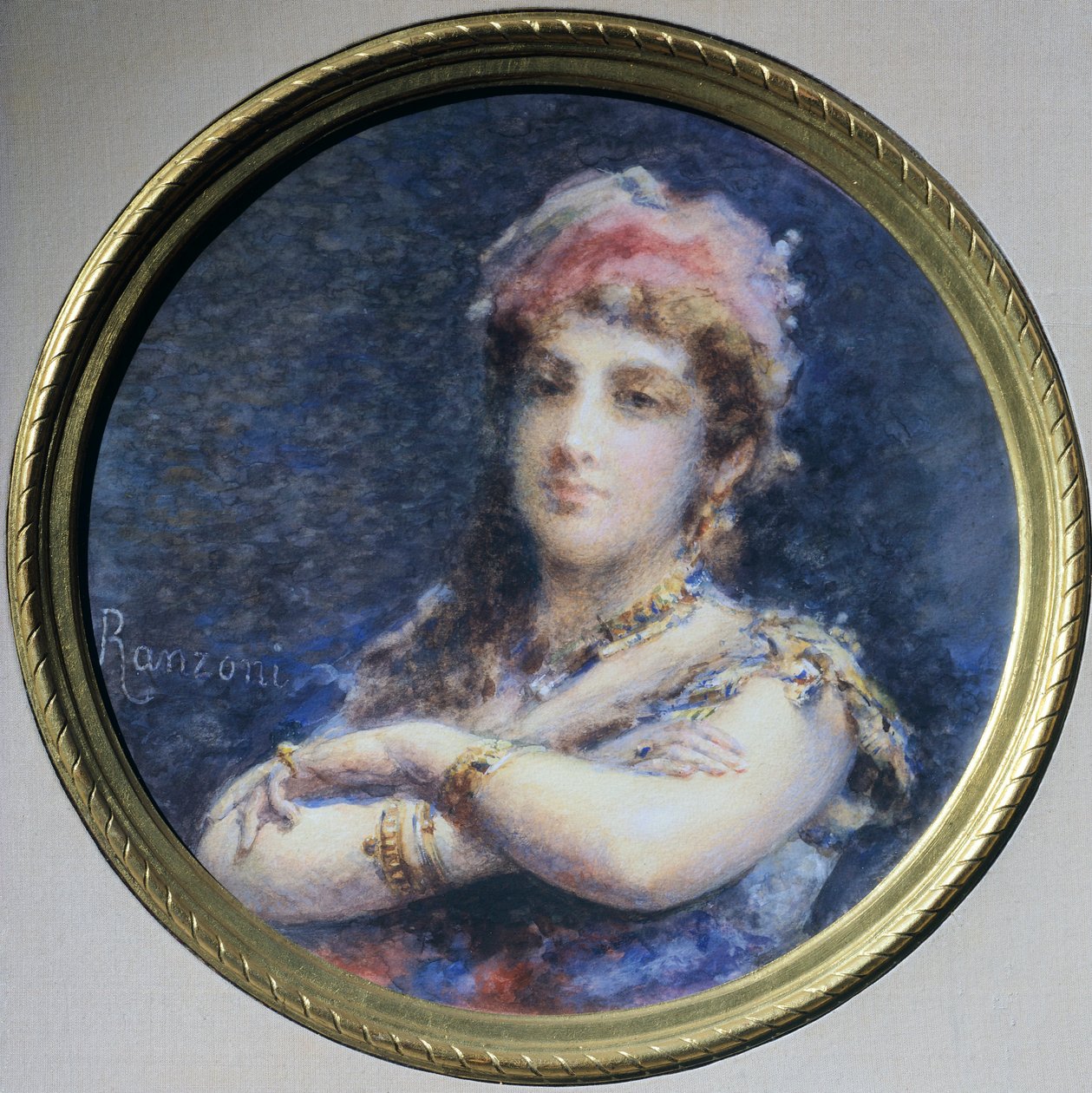 Retrato de la princesa Troubetzkoy, de Daniele Ranzoni (1843-1889), acuarela de Danielle Ranzoni