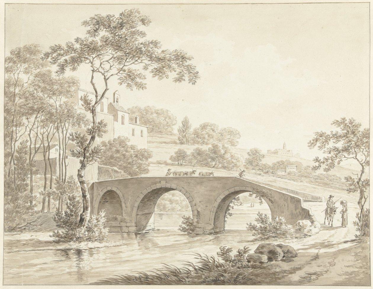 El puente sobre el Tíber en Narni, en la Campagna romana de Daniël Dupré