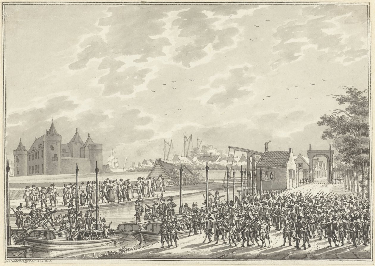 Llegada de los ciudadanos armados de Ámsterdam a Muiden, 1787 de Daniël Kerkhoff