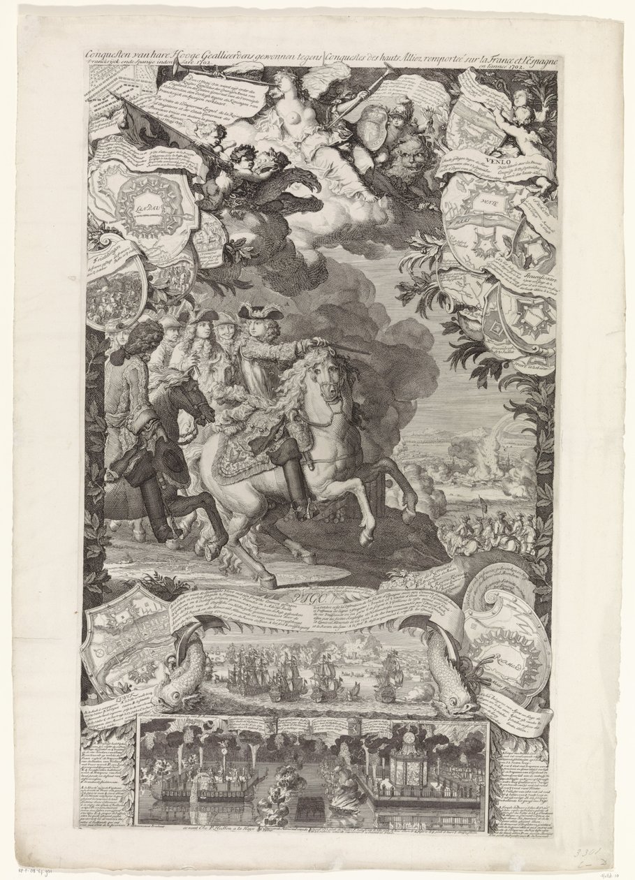 Victoria aliada sobre franceses y españoles, 1702 Las conquistas de sus Altos Aliados ganaron contra Vranckrijck y España en el año 1702 / Conquestes des hauts Alliez remportée sur la France et L