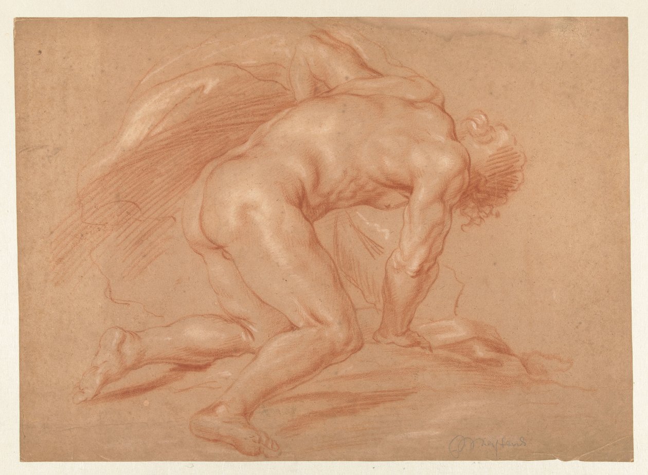 Desnudo masculino arrodillado de Daniël Mijtens (II) (attributed to)