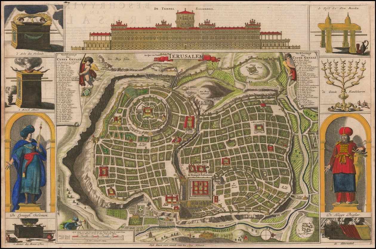 Mapa de Jerusalén de 1690 por Daniel Stoopendaal de Daniël Stopendaal