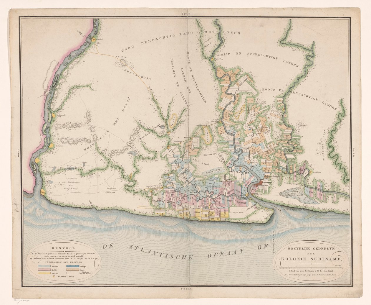 Parte de un mapa de Surinam Mapa general de la colonia de Surinam, que representa principalmente los edificios actuales de esta colonia de Daniël Veelwaard (I)