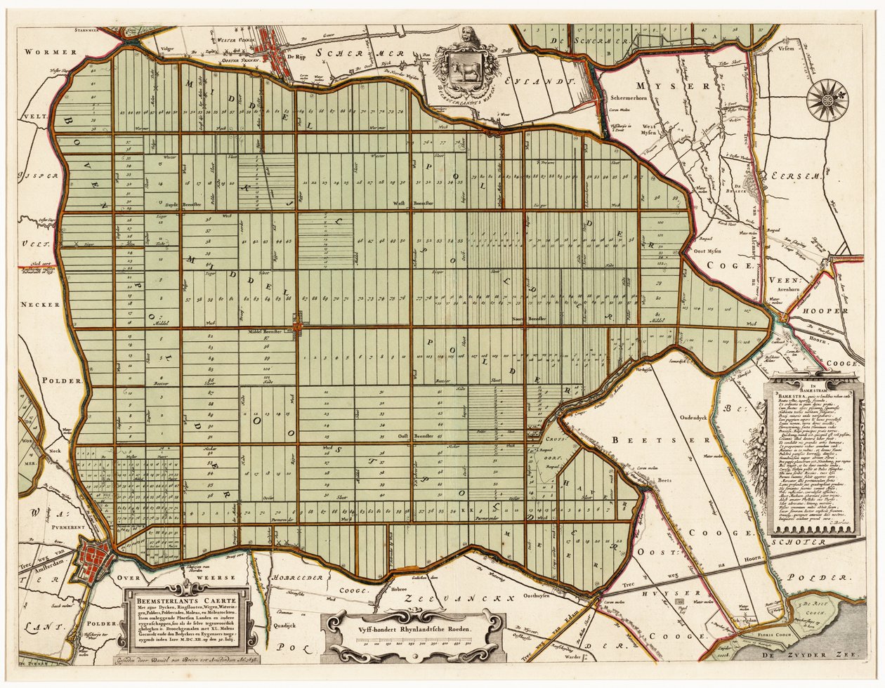 Beemsterlants Caerte, Mapa histórico de Beemster, Países Bajos de Daniël van Breen