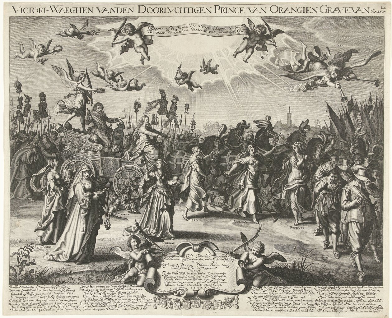 Entrada triunfal alegórica de Frederick Henry, 1629 Victori-Waeghen vanden Serene Airways Príncipe de Orangien, Tumba de Nassou, etc. (título sobre el objeto) de Daniël van den Bremden