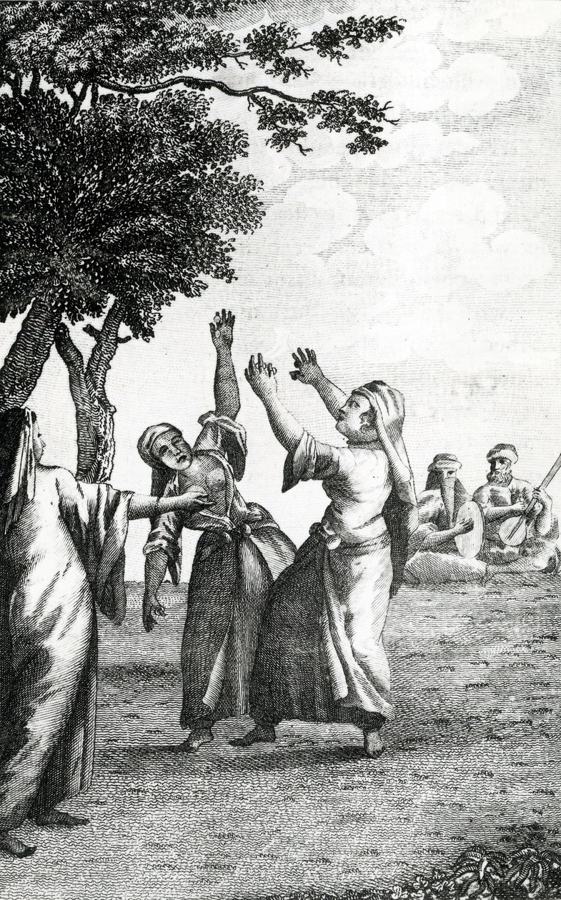 Bailarinas en Egipto, tomado de los viajes de Niebuhr por Arabia y otros países del Este, 1792 de Danish School