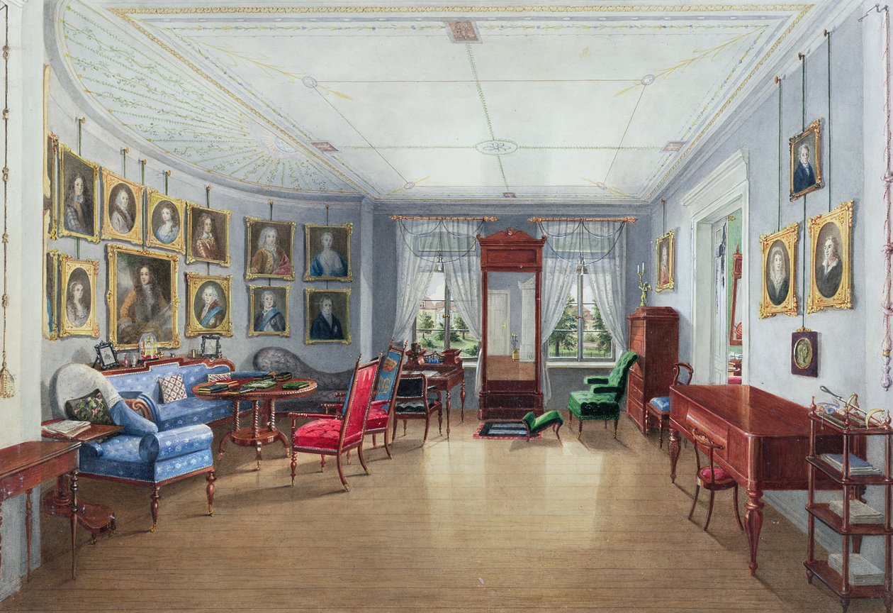 Interior de la galería de imágenes del salón, c.1835 de Danish School