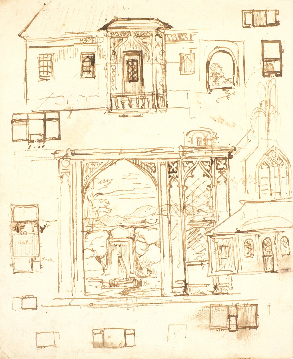Estudios de arquitectura y decoración en estilo neogótico de Dankvart Dreyer