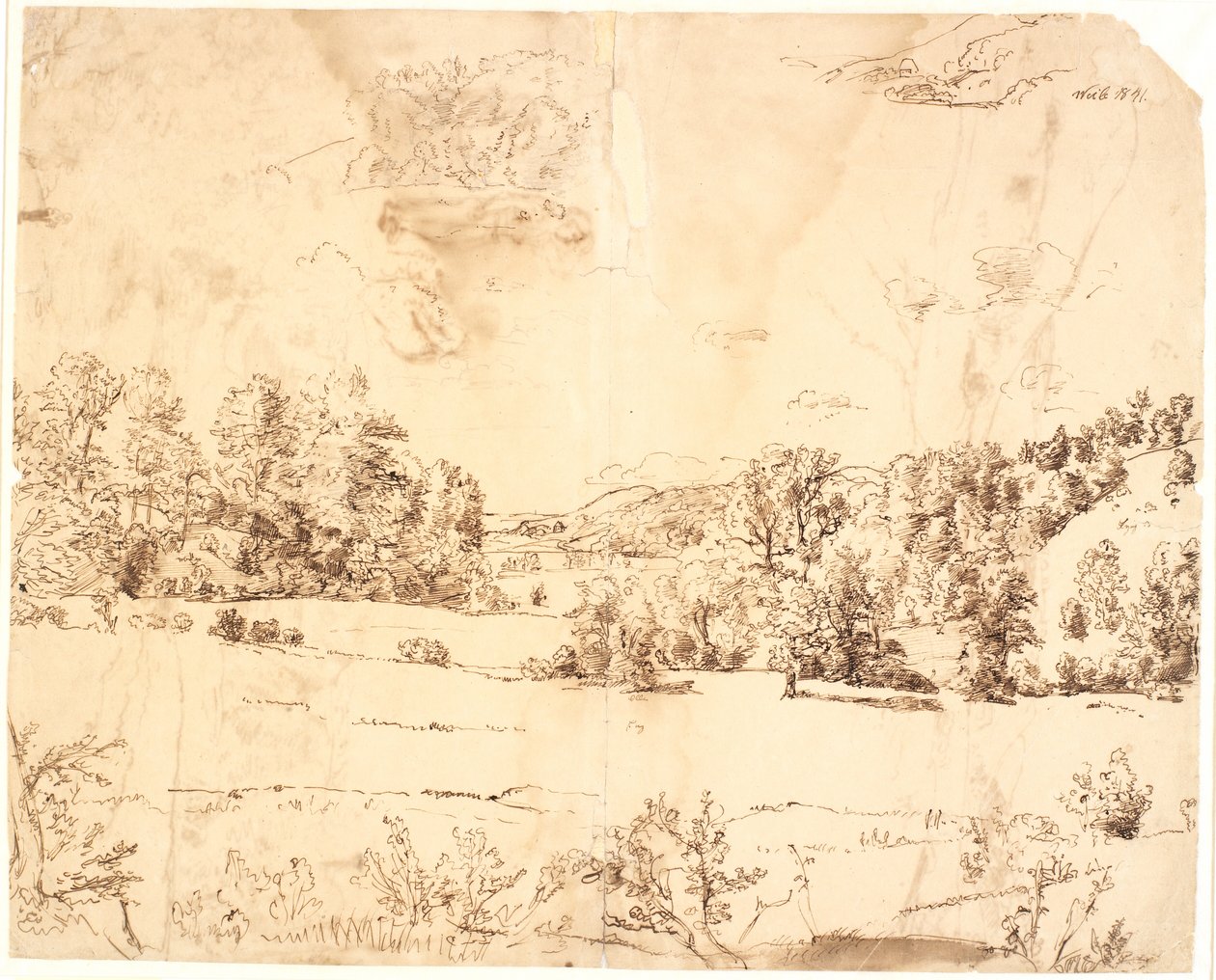 Un claro en el bosque entre colinas arboladas de Dankvart Dreyer